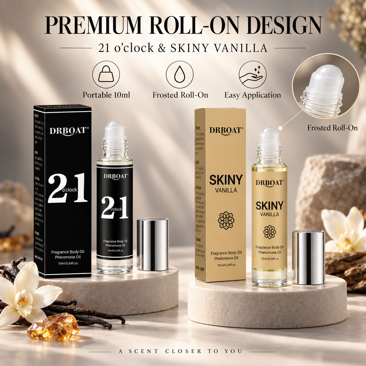 Perfume Fragrance Oil - Herren Roll-On Parfümöl, Karamell-Bernstein-Vanille & Sanftes
